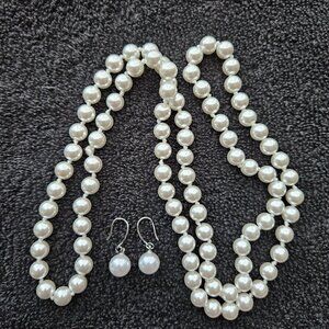 Pearl Necklace and Earring Set